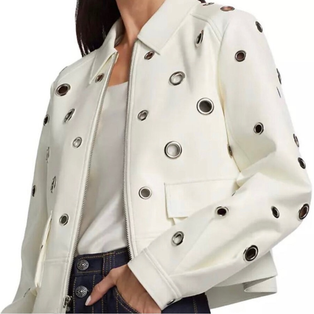 Cinq à Sept White Grommet Bomber Jacket
